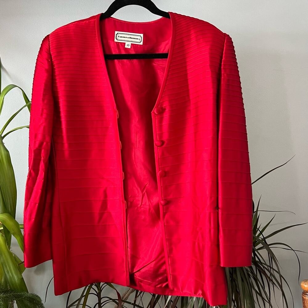 Vintage Carolina Herrera silk evening jacket - striped effect with piping